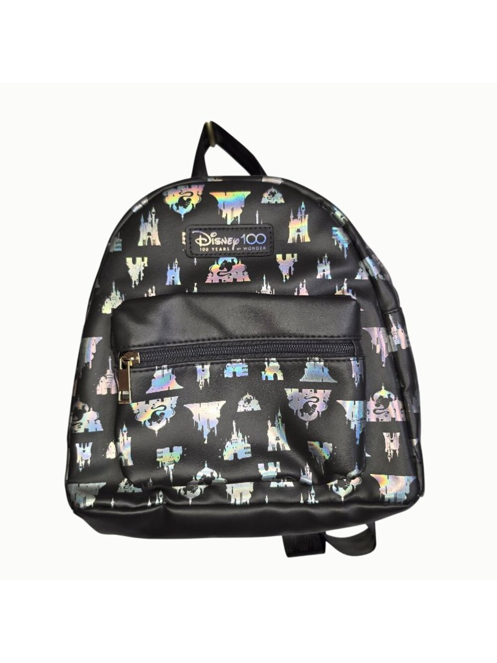 Disney 100 Princess Castles Mini Backpack Bioworld Holographic Black NWT